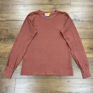 BIG BUD‎ Top Womens XS Waffle Thermal Long Sleeve Casual Salmon Heavyweight FLAW